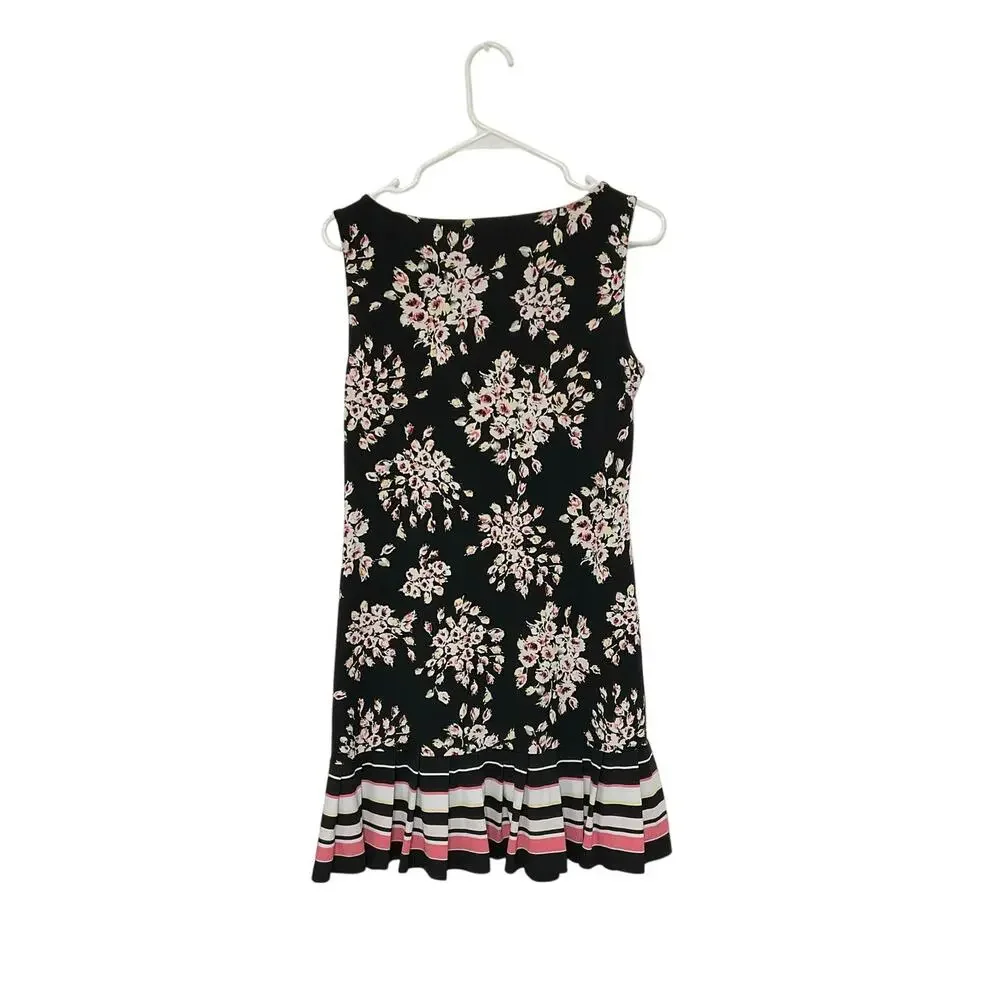 WHBM Floral V-Neck Dress Sleeveless Pleated Ruffle Hem Size Small - Picture 2 of 6